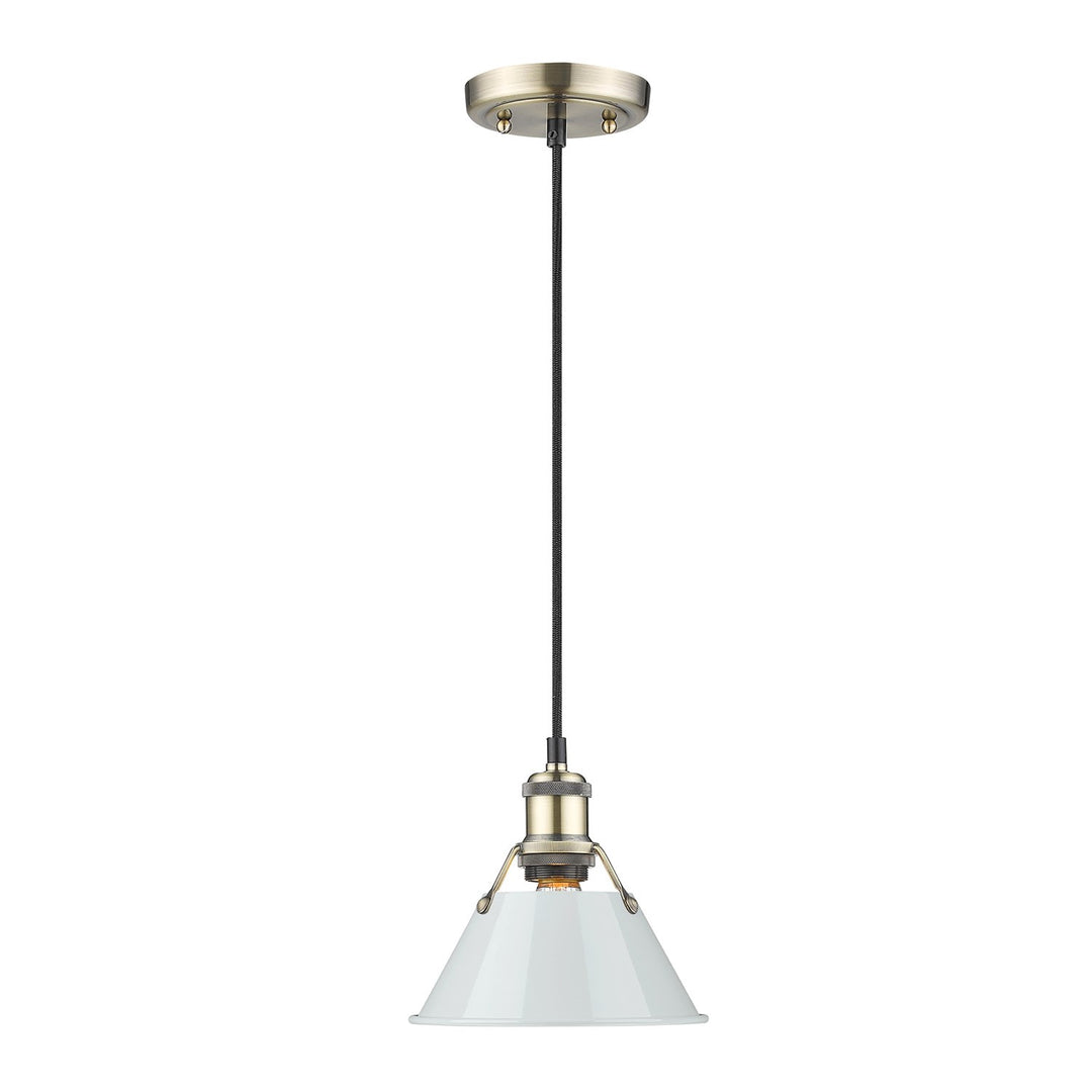 Ab Small Pendant - 7" In Aged Brass With Dusky Blue Shade by Golden