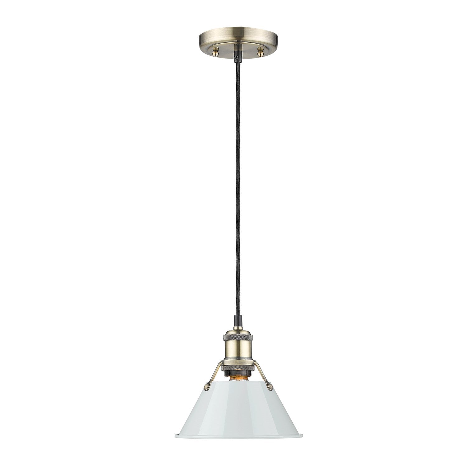 Ab Small Pendant - 7" In Aged Brass With Dusky Blue Shade by Golden