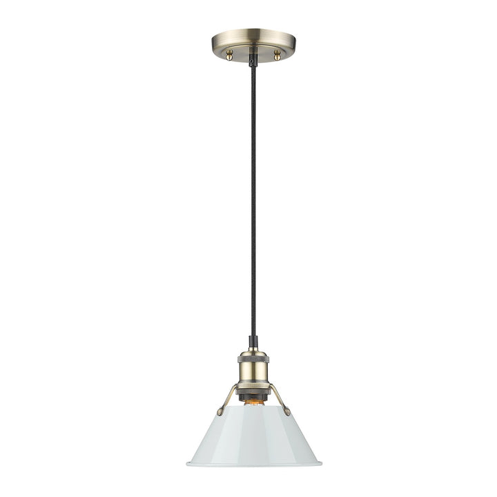 Ab Small Pendant - 7" In Aged Brass With Dusky Blue Shade by Golden