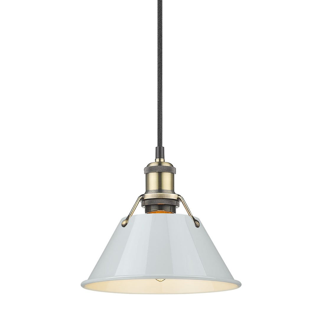 Ab Small Pendant - 7" In Aged Brass With Dusky Blue Shade