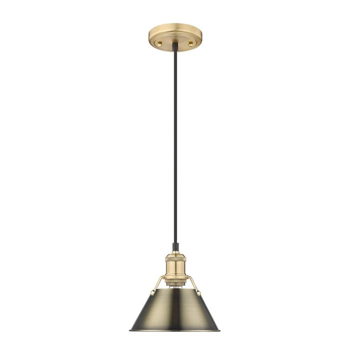 Bcb Small Pendant - 7" In Brushed Champagne Bronze With Aged Brass Shade by Golden