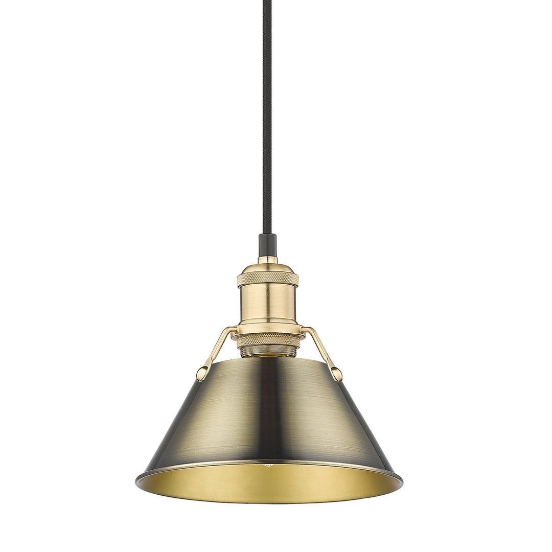 Bcb Small Pendant - 7" In Brushed Champagne Bronze With Aged Brass Shade