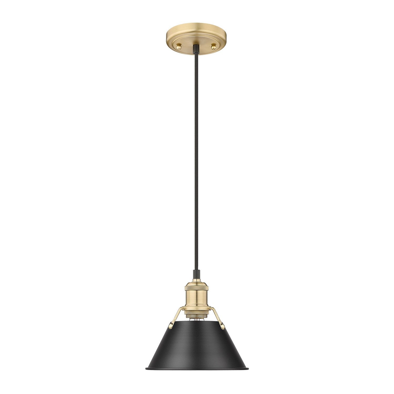 Bcb Small Pendant - 7" In Brushed Champagne Bronze With Matte Black Shade by Golden