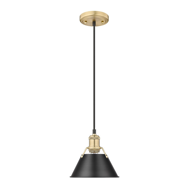 Bcb Small Pendant - 7" In Brushed Champagne Bronze With Matte Black Shade by Golden