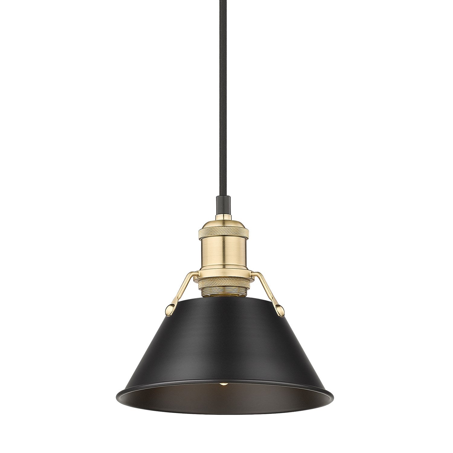 Bcb Small Pendant - 7" In Brushed Champagne Bronze With Matte Black Shade