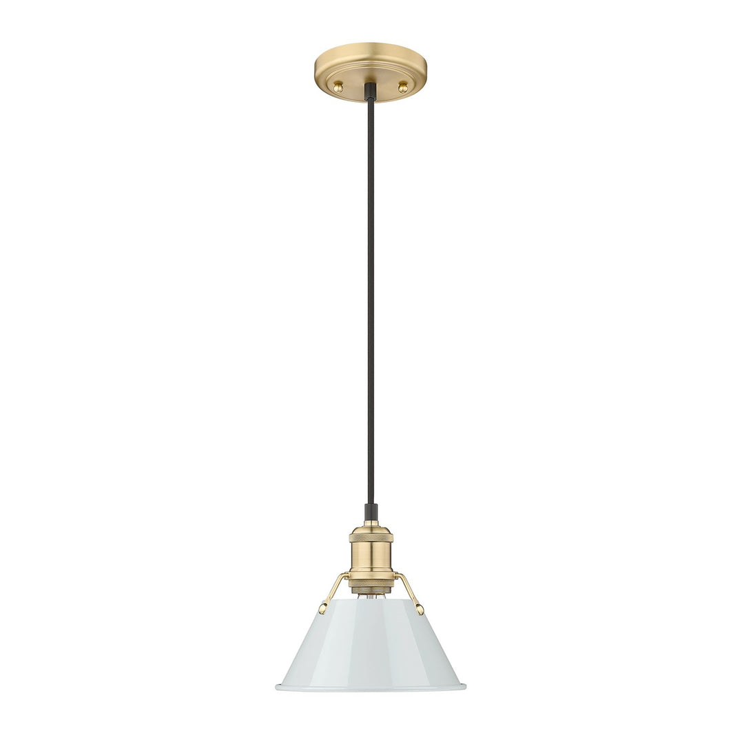 Bcb Small Pendant - 7" In Brushed Champagne Bronze With Dusky Blue Shade by Golden