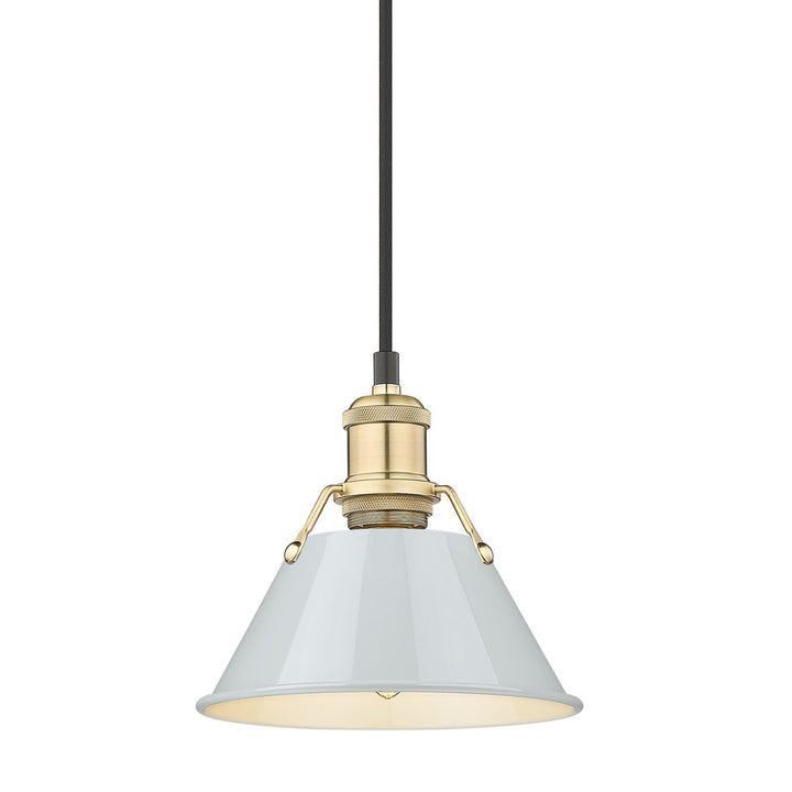 Bcb Small Pendant - 7" In Brushed Champagne Bronze With Dusky Blue Shade
