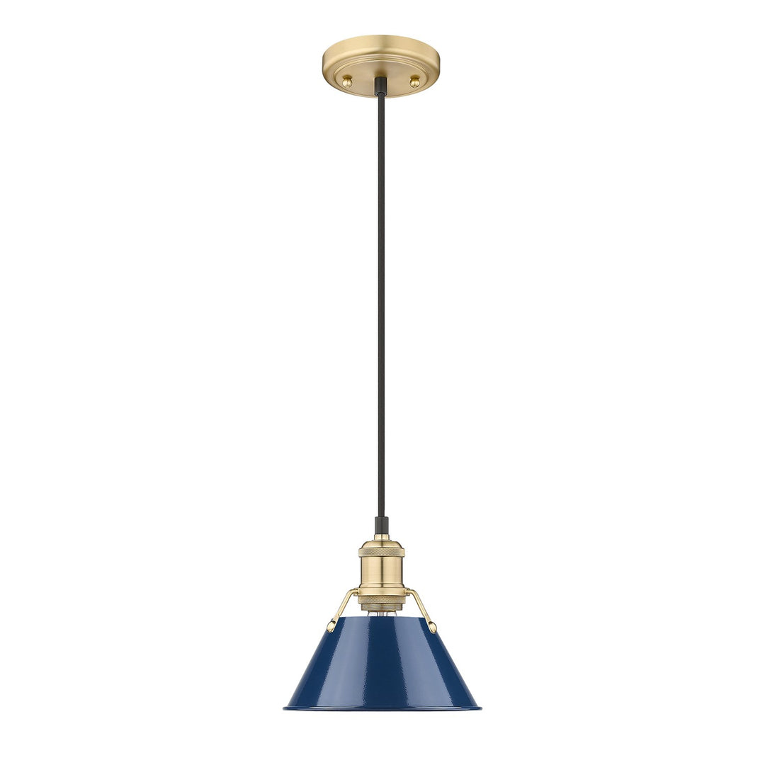 Bcb Small Pendant - 7" In Brushed Champagne Bronze With Matte Navy Shade by Golden