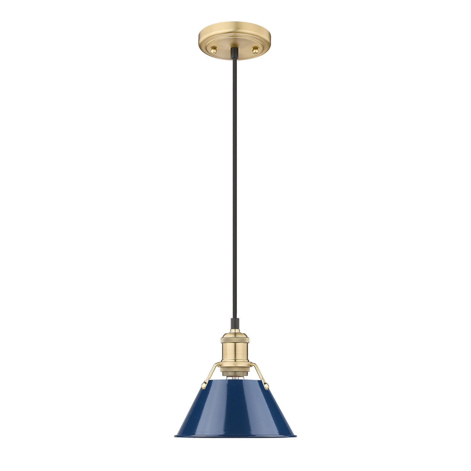 Bcb Small Pendant - 7" In Brushed Champagne Bronze With Matte Navy Shade by Golden