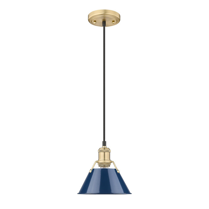 Bcb Small Pendant - 7" In Brushed Champagne Bronze With Matte Navy Shade by Golden