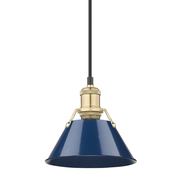 Bcb Small Pendant - 7" In Brushed Champagne Bronze With Matte Navy Shade