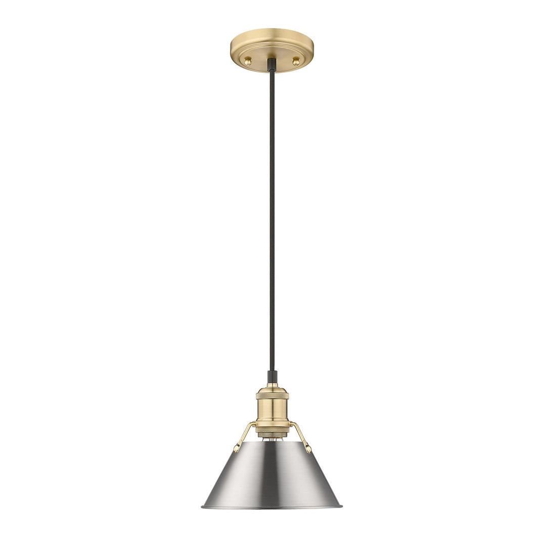 Bcb Small Pendant - 7" In Brushed Champagne Bronze With Pewter Shade by Golden