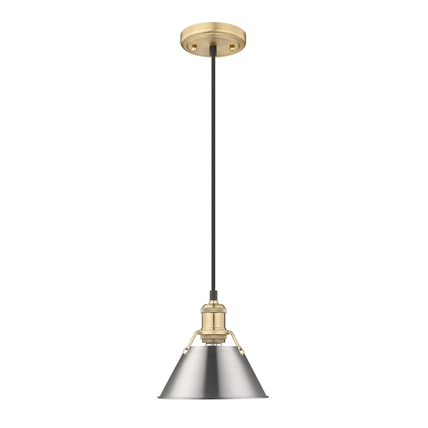 Bcb Small Pendant - 7" In Brushed Champagne Bronze With Pewter Shade by Golden