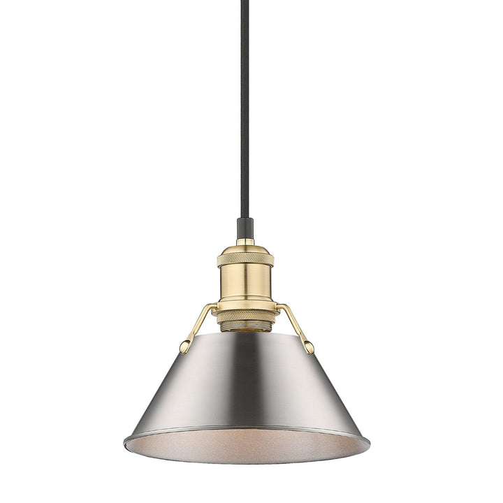 Bcb Small Pendant - 7" In Brushed Champagne Bronze With Pewter Shade