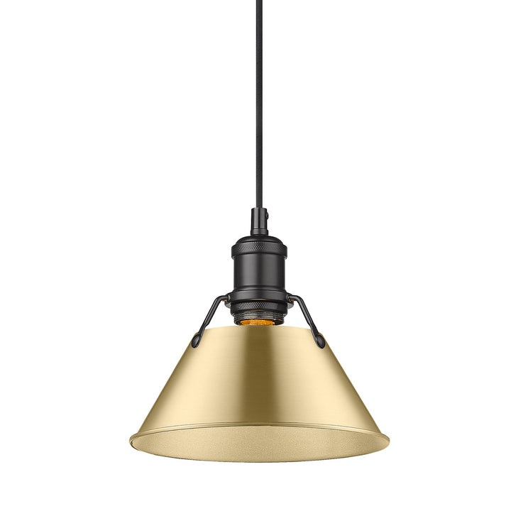 Blk Small Pendant - 7" In Matte Black With Brushed Champagne Bronze Shade