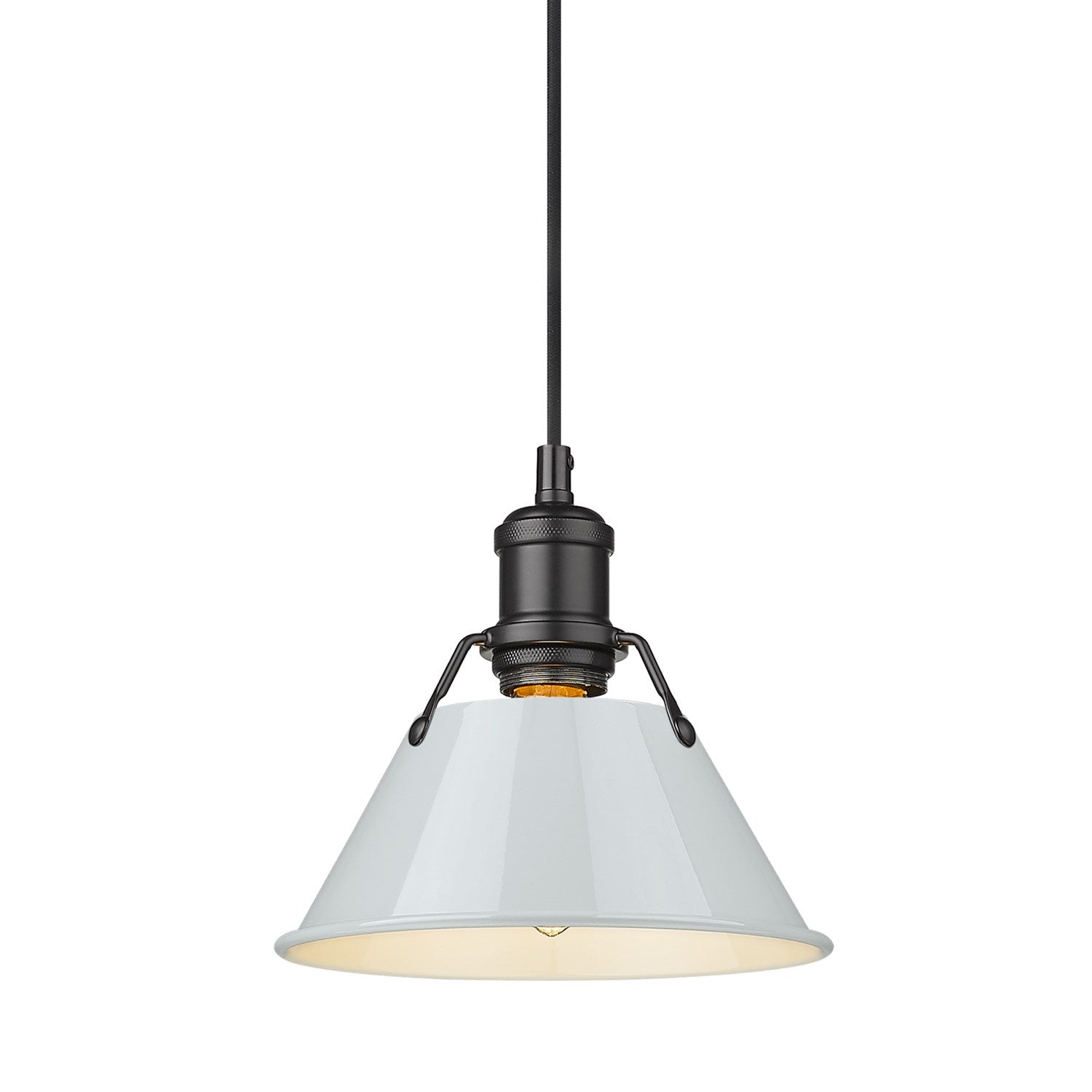 Blk Small Pendant - 7" In Matte Black With Dusky Blue Shade