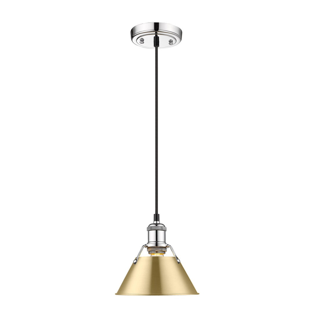 Ch Small Pendant - 7" In Chrome With Brushed Champagne Bronze Shade by Golden