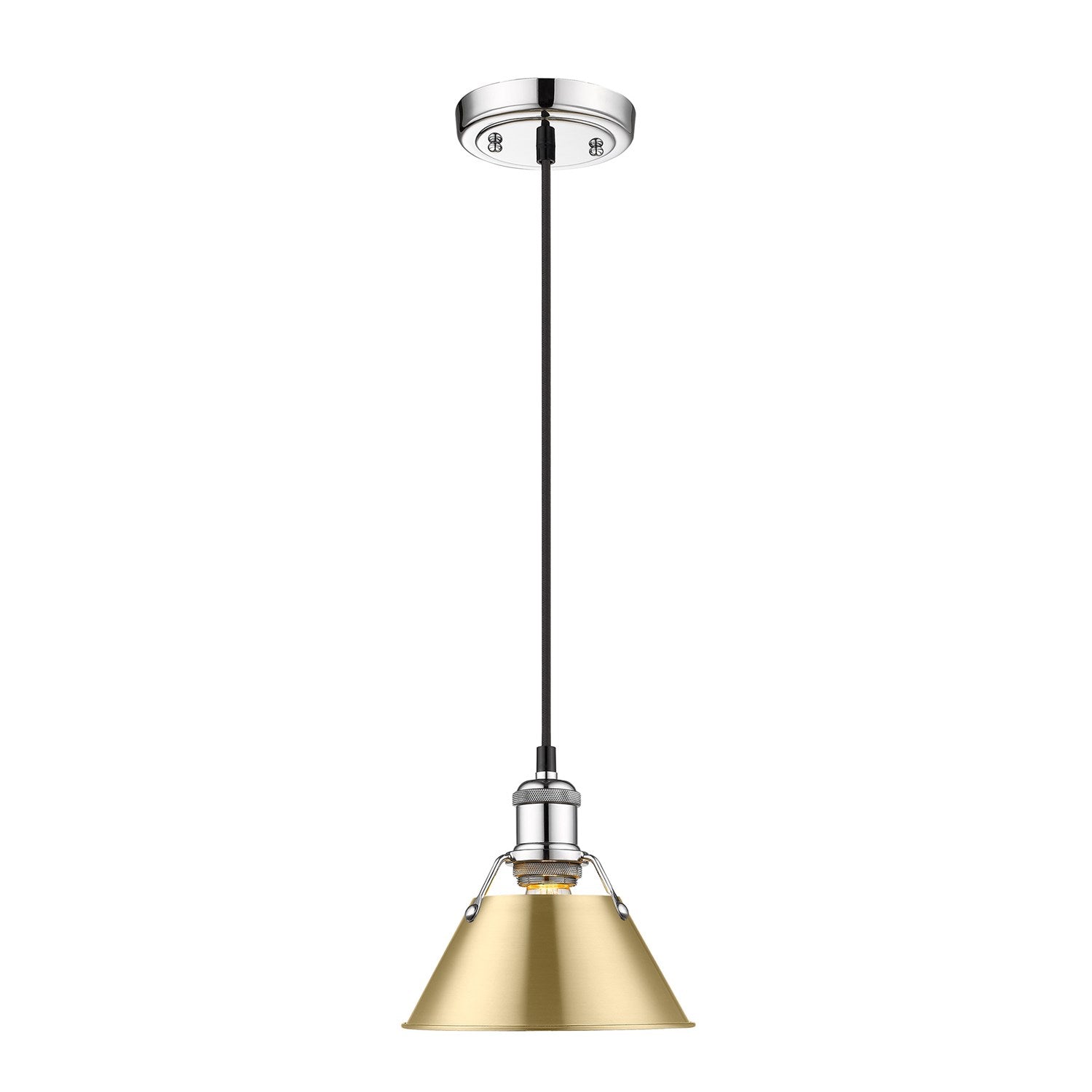Ch Small Pendant - 7" In Chrome With Brushed Champagne Bronze Shade by Golden