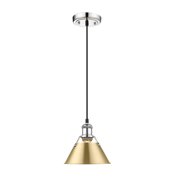 Ch Small Pendant - 7" In Chrome With Brushed Champagne Bronze Shade by Golden