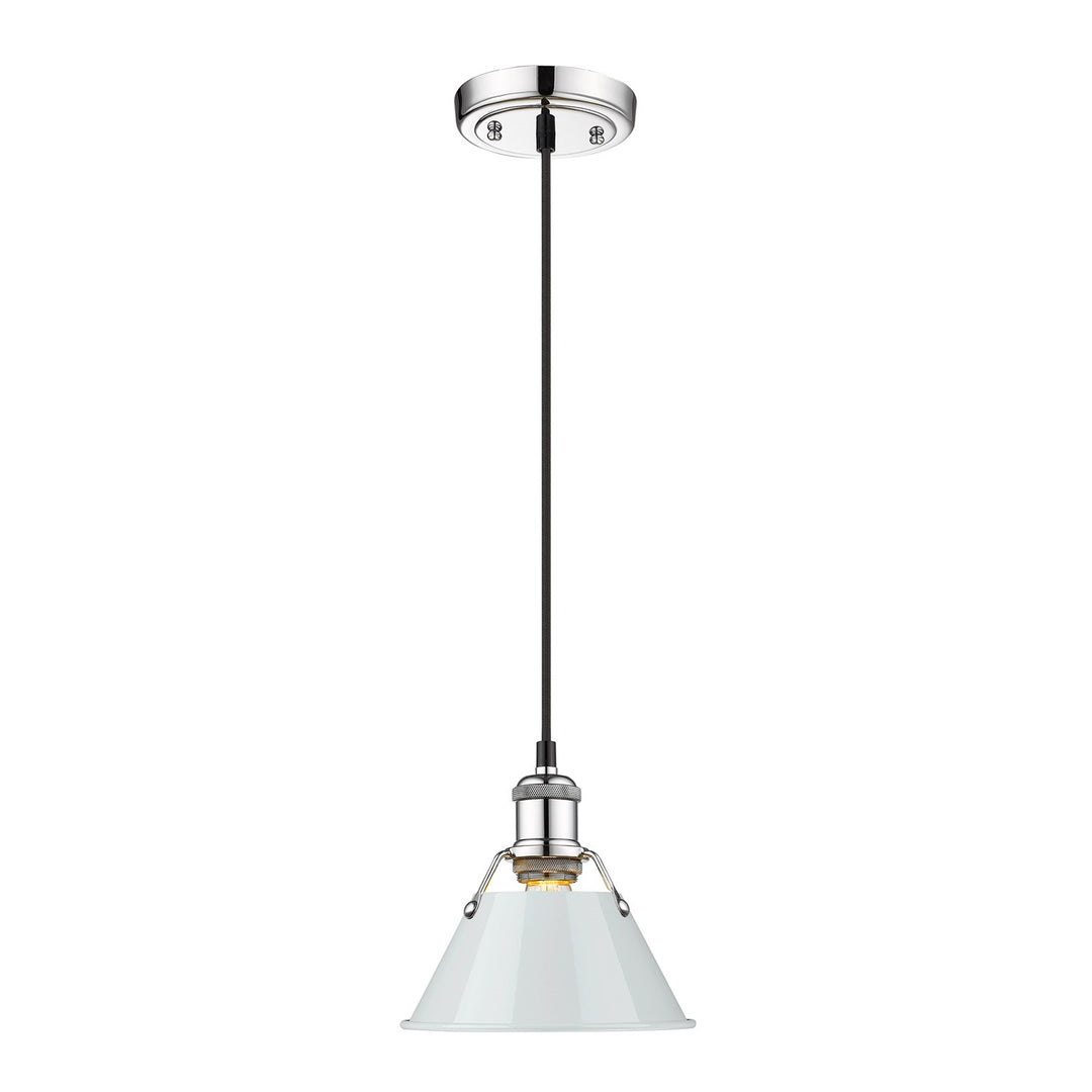 Ch Small Pendant - 7" In Chrome With Dusky Blue Shade by Golden