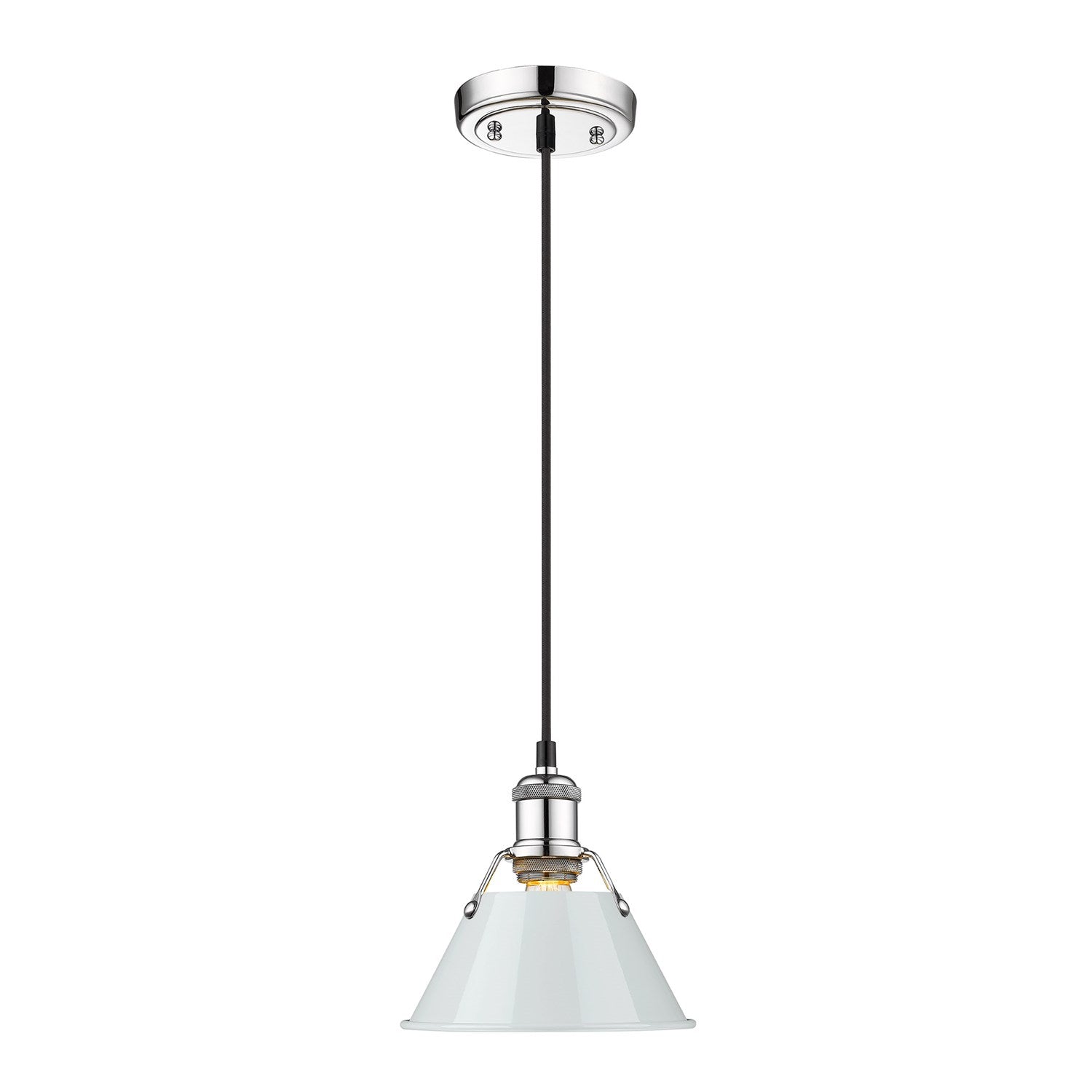 Ch Small Pendant - 7" In Chrome With Dusky Blue Shade by Golden