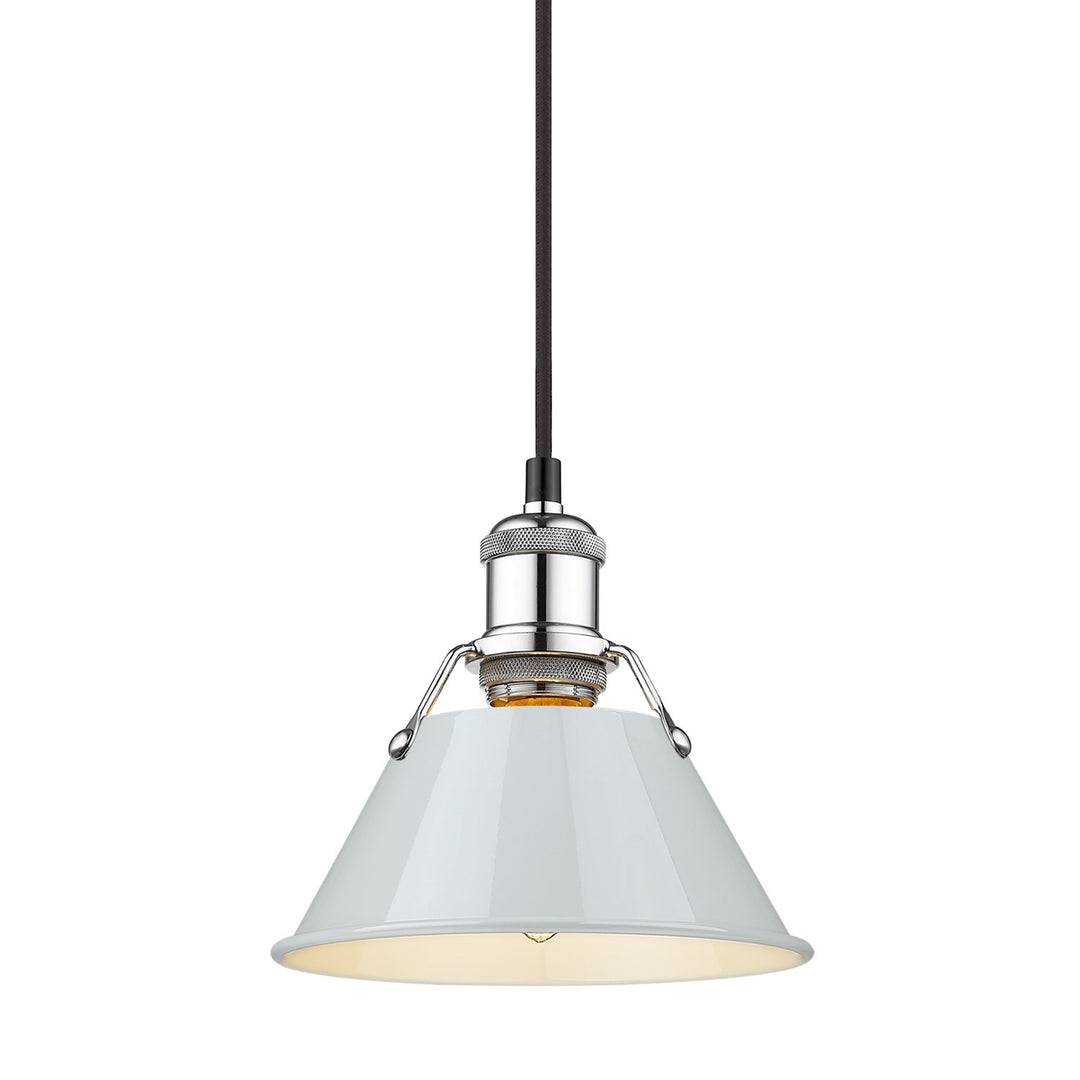 Ch Small Pendant - 7" In Chrome With Dusky Blue Shade