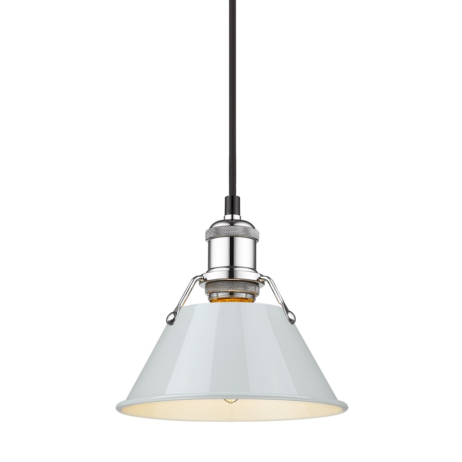 Ch Small Pendant - 7" In Chrome With Dusky Blue Shade