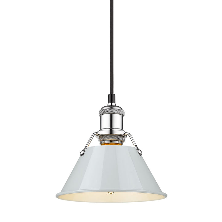 Ch Small Pendant - 7" In Chrome With Dusky Blue Shade