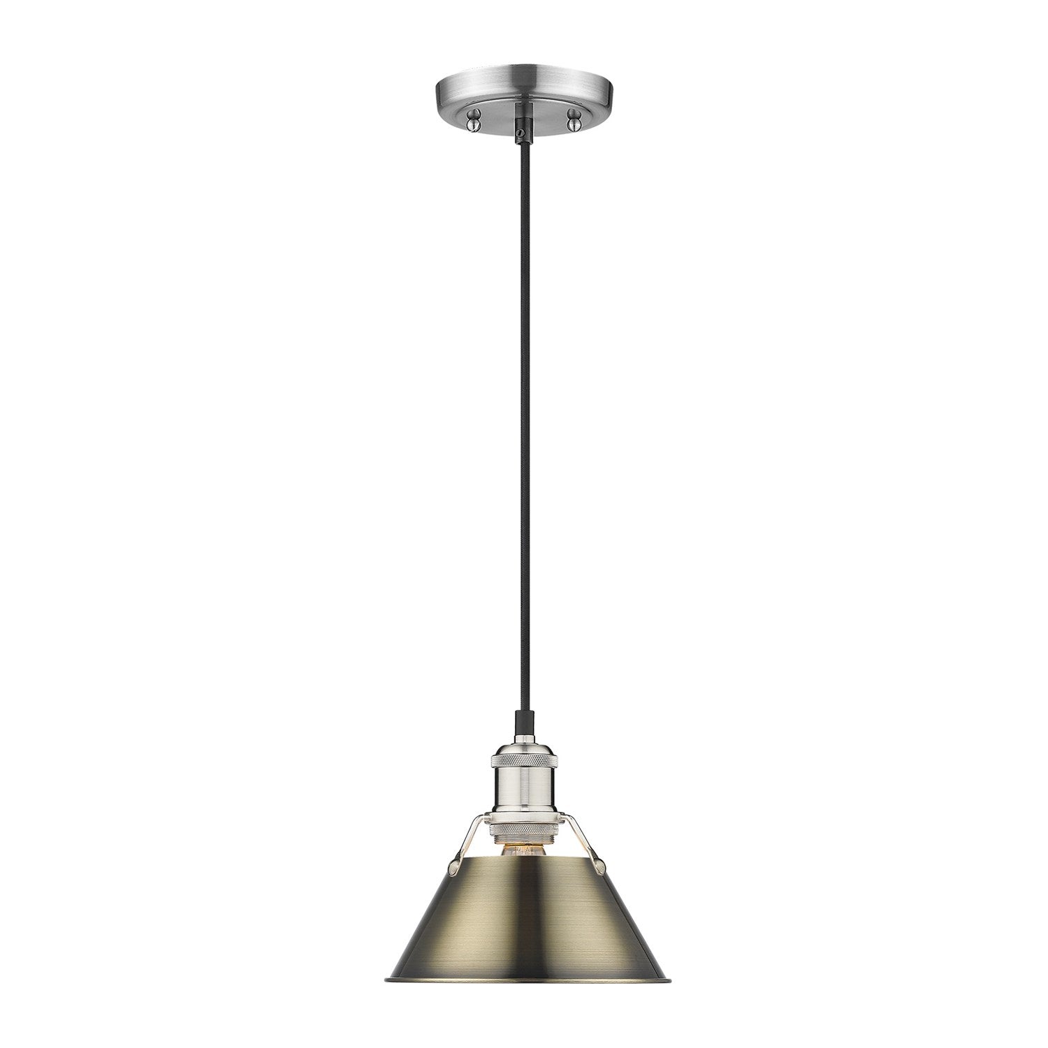 Pw Small Pendant - 7" In Pewter With Aged Brass Shade by Golden