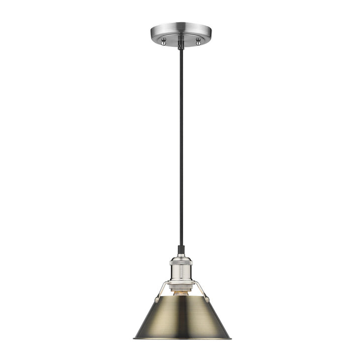 Pw Small Pendant - 7" In Pewter With Aged Brass Shade by Golden