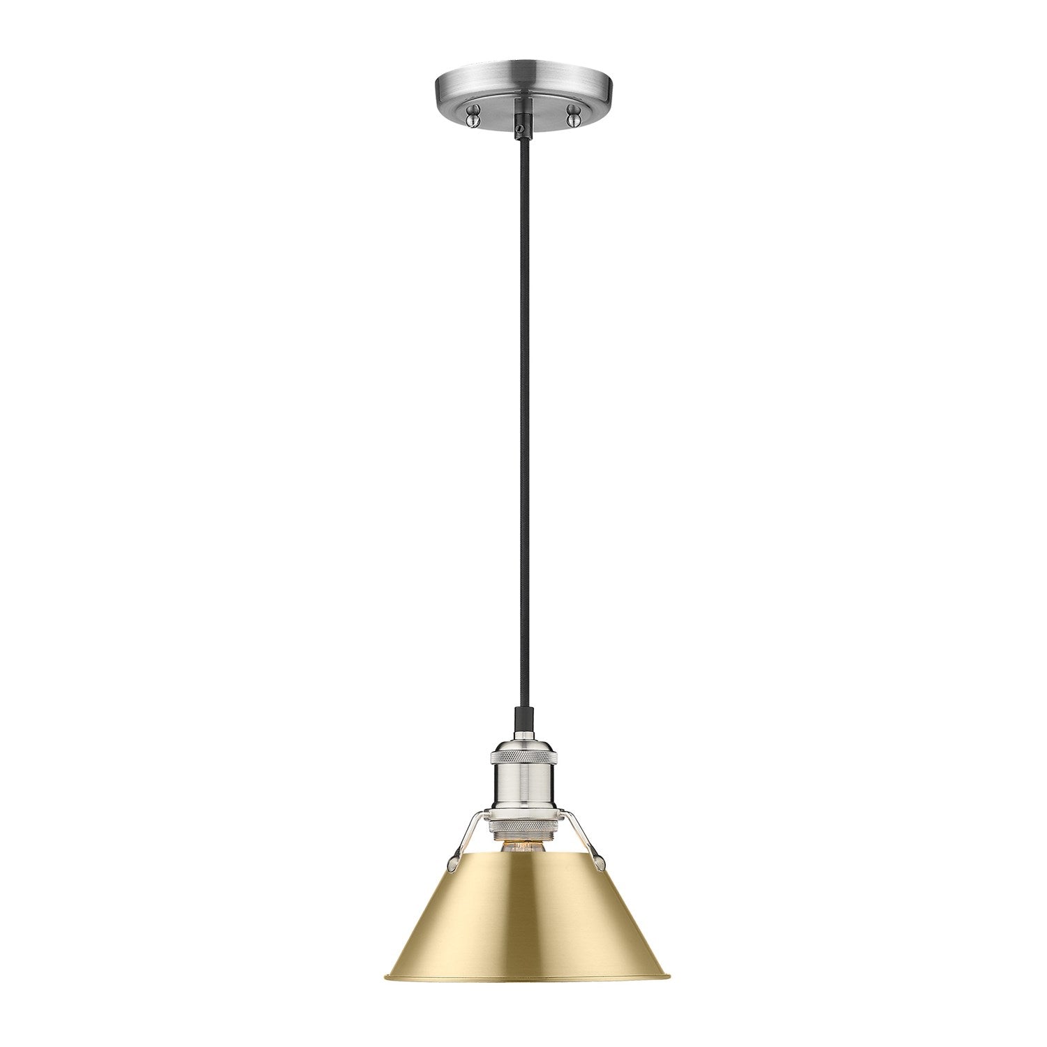Pw Small Pendant - 7" In Pewter With Brushed Champagne Bronze Shade by Golden