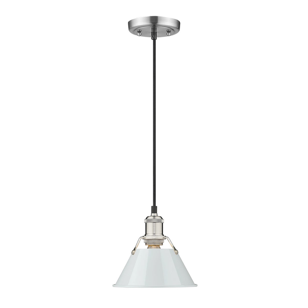 Pw Small Pendant - 7" In Pewter With Dusky Blue Shade by Golden