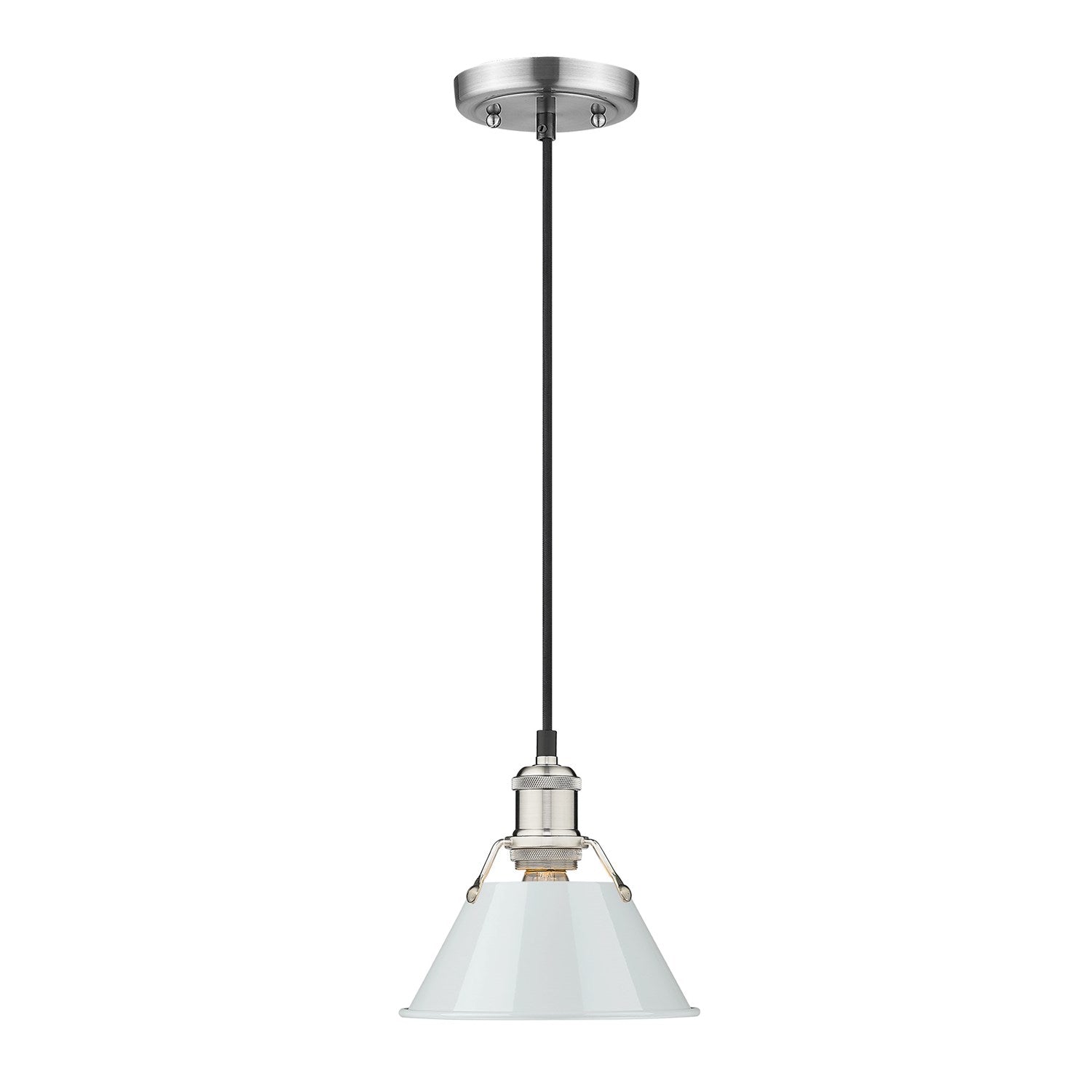 Pw Small Pendant - 7" In Pewter With Dusky Blue Shade by Golden