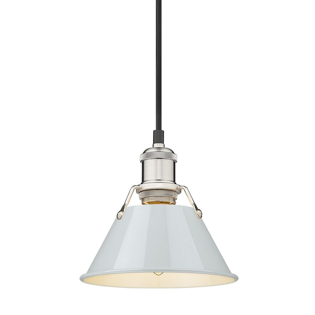 Pw Small Pendant - 7" In Pewter With Dusky Blue Shade