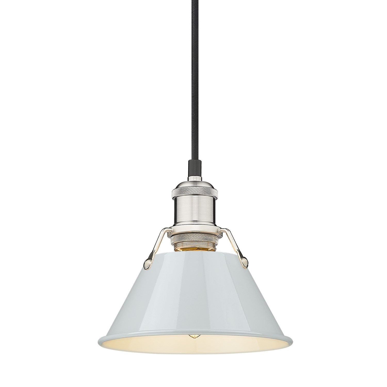 Pw Small Pendant - 7" In Pewter With Dusky Blue Shade