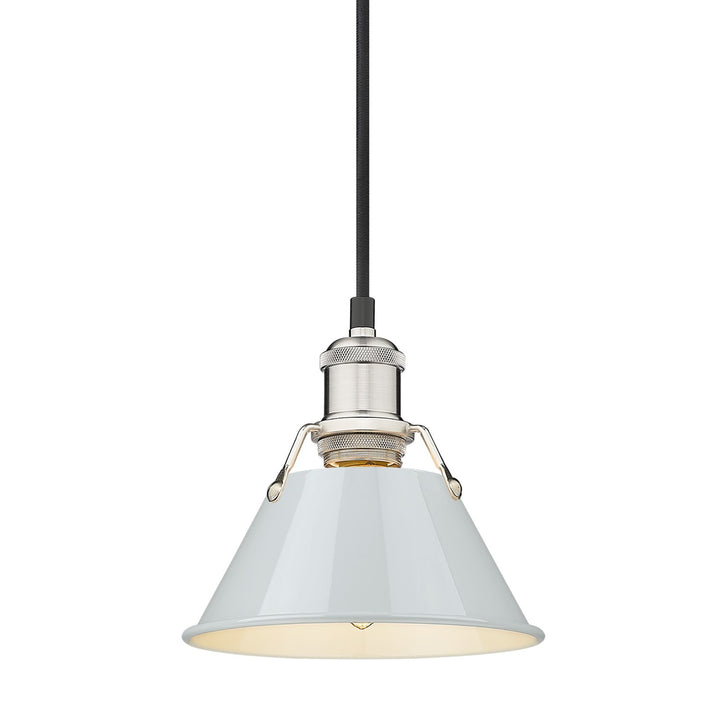 Pw Small Pendant - 7" In Pewter With Dusky Blue Shade