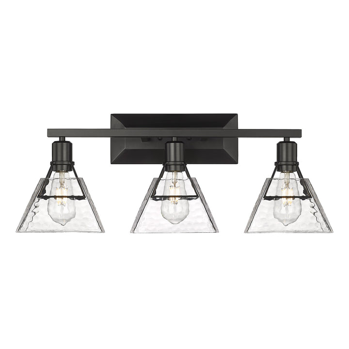 3 Light Bath Vanity In Matte Black With Water Glass Shade