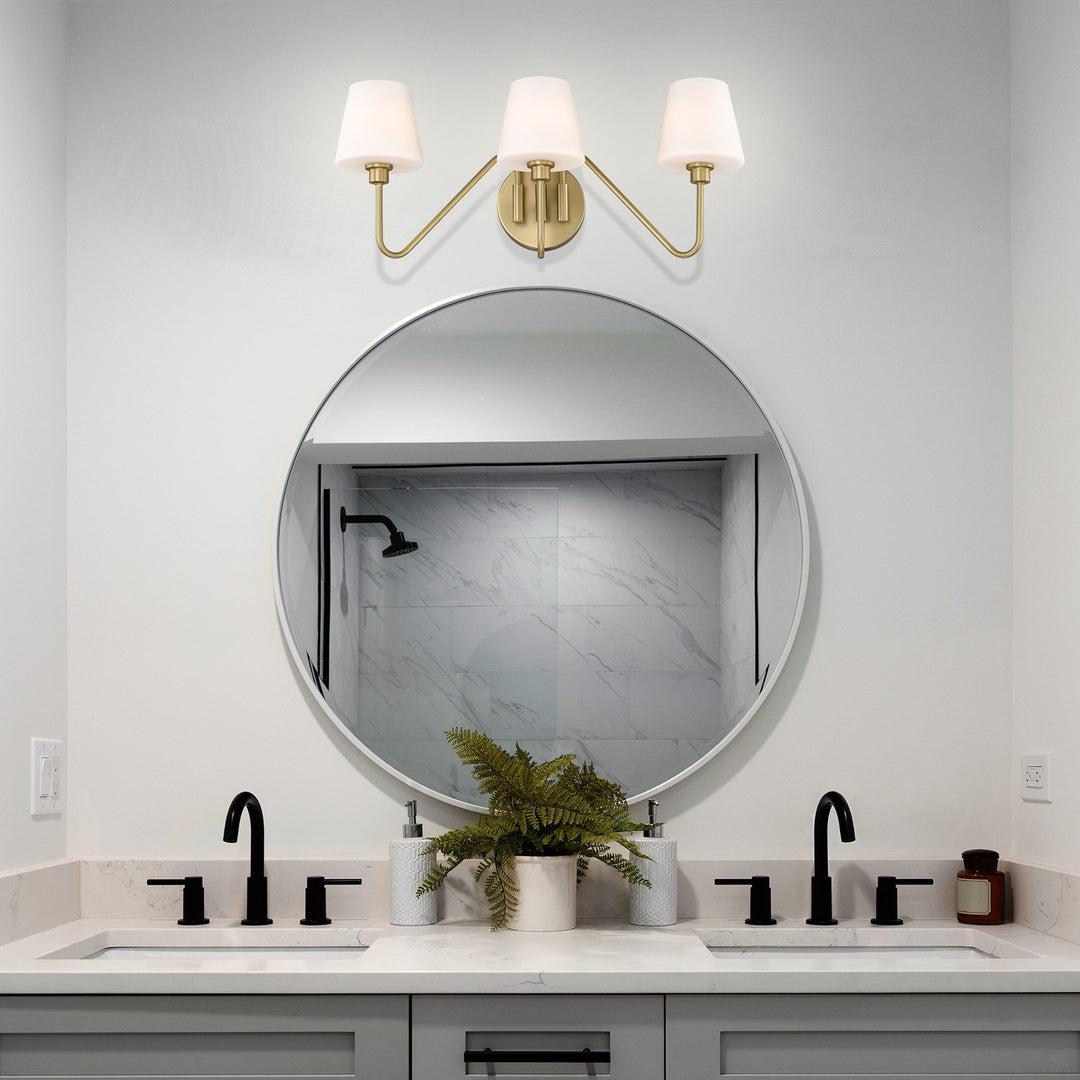 Bcb 3 Light Bath Vanity In Brushed Champagne Bronze With Opal Shade