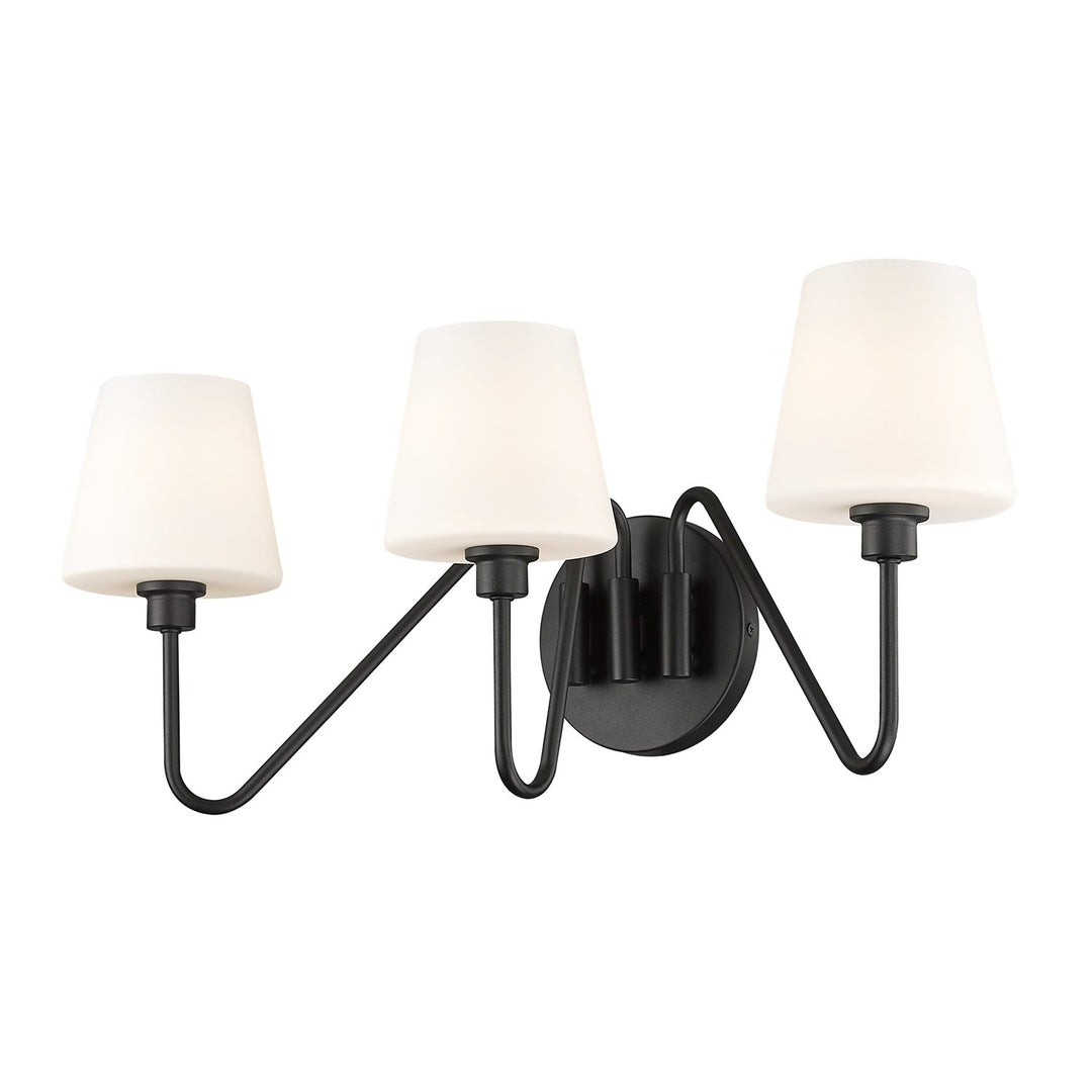 3 Light Bath Vanity In Natural Black With Opal Shade by Golden