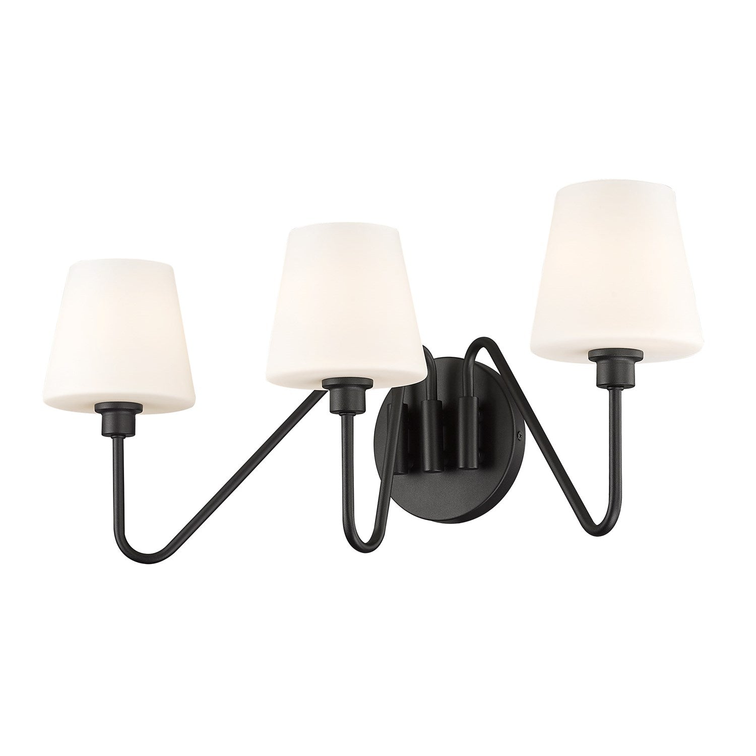 3 Light Bath Vanity In Natural Black With Opal Shade by Golden