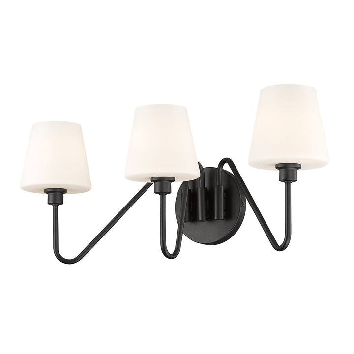 3 Light Bath Vanity In Natural Black With Opal Shade by Golden