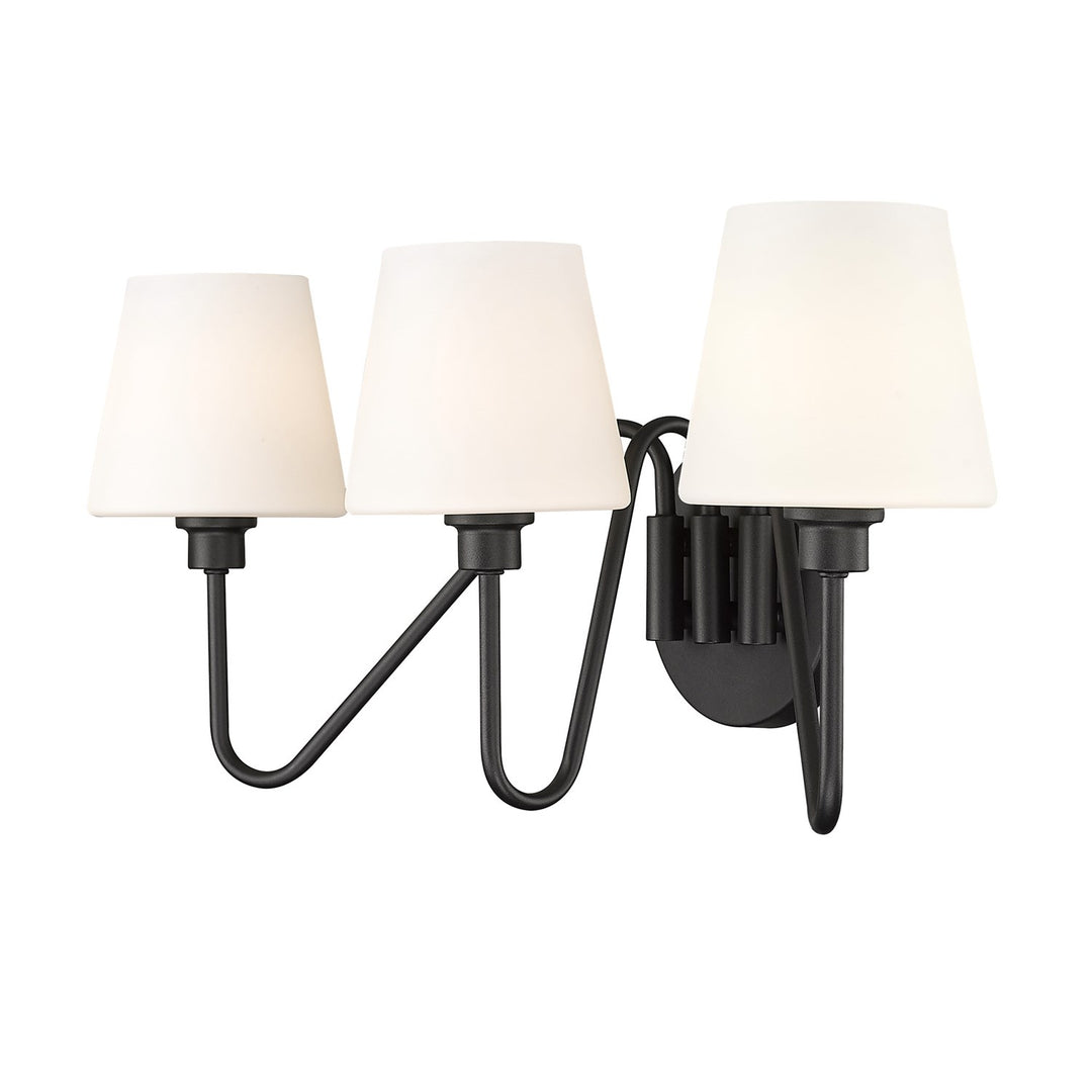 3 Light Bath Vanity In Natural Black With Opal Shade