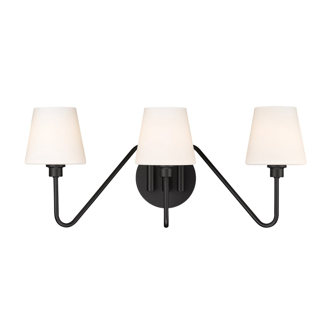 3 Light Bath Vanity In Natural Black With Opal Shade