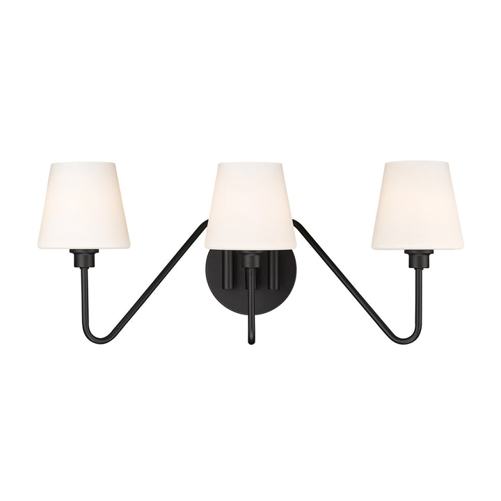 3 Light Bath Vanity In Natural Black With Opal Shade