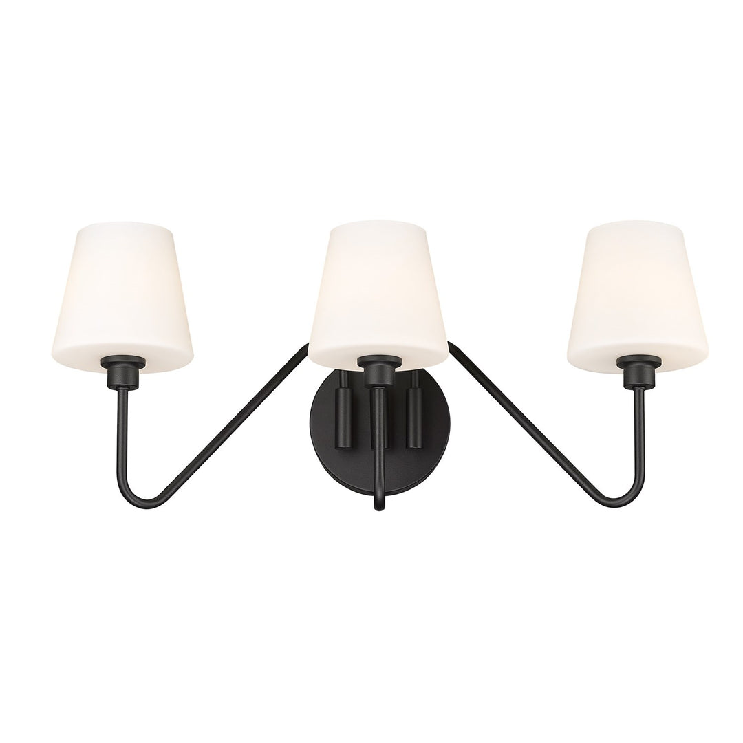 3 Light Bath Vanity In Natural Black With Opal Shade