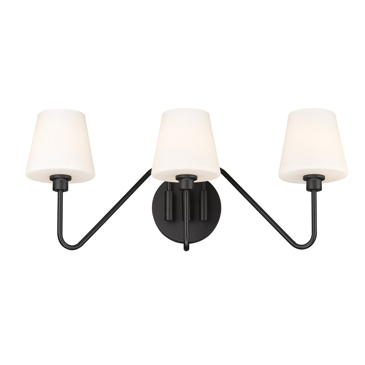 3 Light Bath Vanity In Natural Black With Opal Shade