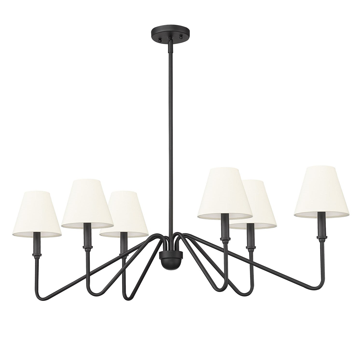 Linear Pendant In Natural Black With Ivory Linen Shade by Golden