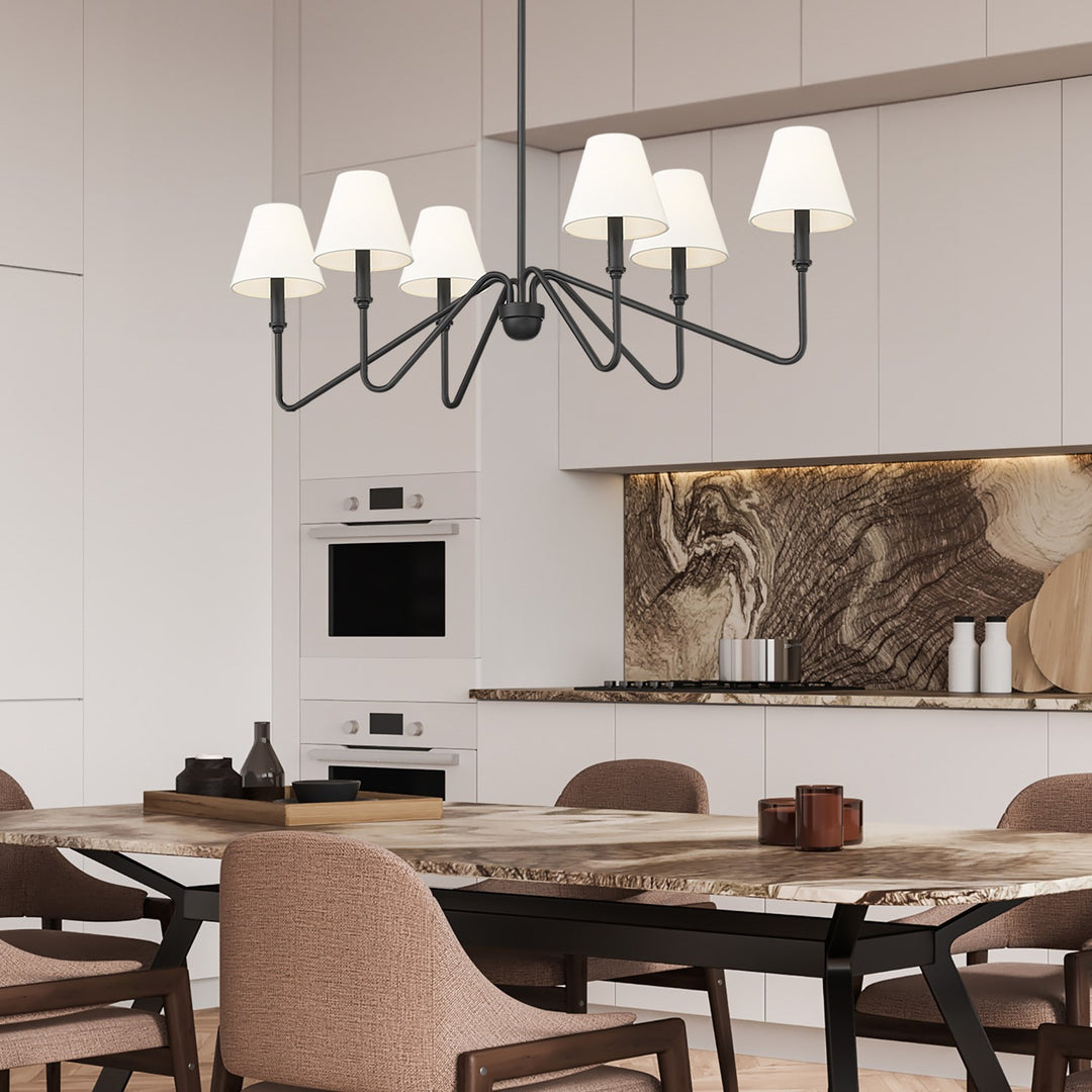 Linear Pendant In Natural Black With Ivory Linen Shade