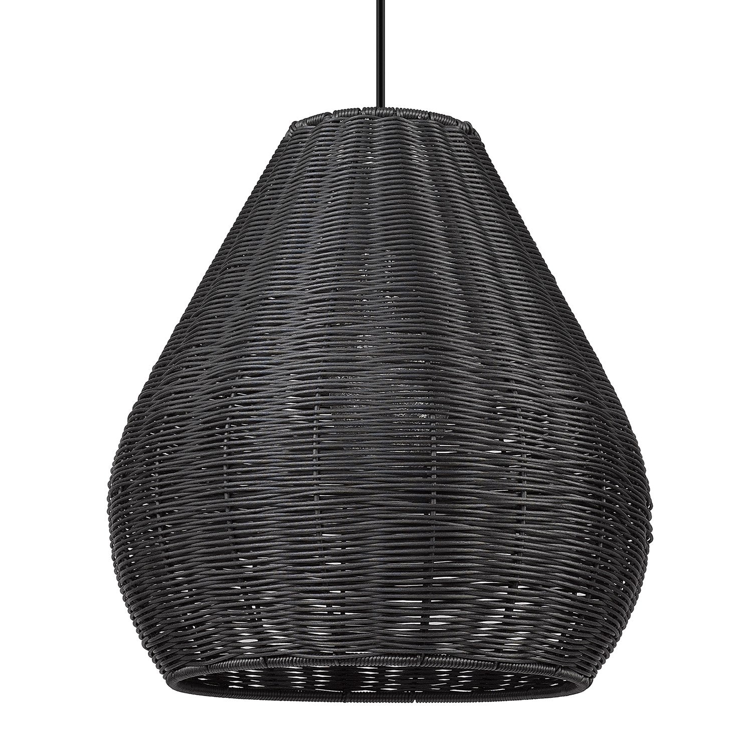 1 Light Pendant - Outdoor In Natural Black With Matte Black Wicker Shade by Golden