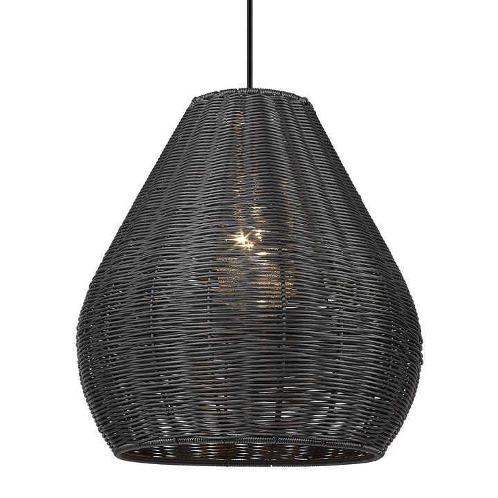 1 Light Pendant - Outdoor In Natural Black With Matte Black Wicker Shade